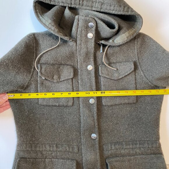 Liz‎ Claiborne Wool Coat with Detachable Hood Dark Olive Women's Medium - Picture 9 of 9